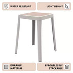 LeisureMod Tresse Sgabello da pranzo quadrato impilabile con piano in vimini, design leggero e durevole per uso in cucina, giardino, balcone, bar, terrazza o patio