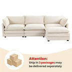 Divano Sezionale a 4 Pezzi Moderno in Velluto a Coste Likepay 112 pollici L con Pouf