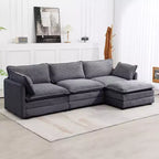 Divano Sezionale a 4 Pezzi Moderno in Velluto a Coste Likepay 112 pollici L con Pouf
