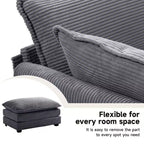 Divano Sezionale a 4 Pezzi Moderno in Velluto a Coste Likepay 112 pollici L con Pouf