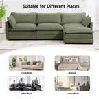 Divano Sezionale a 4 Pezzi Moderno in Velluto a Coste Likepay 112 pollici L con Pouf