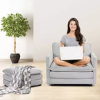 Divano Sezionale a 4 Pezzi Moderno in Velluto a Coste Likepay 112 pollici L con Pouf