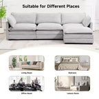 Divano Sezionale a 4 Pezzi Moderno in Velluto a Coste Likepay 112 pollici L con Pouf