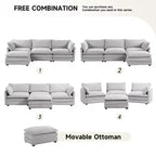 Divano Sezionale a 4 Pezzi Moderno in Velluto a Coste Likepay 112 pollici L con Pouf