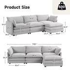Divano Sezionale a 4 Pezzi Moderno in Velluto a Coste Likepay 112 pollici L con Pouf
