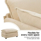 Divano Sezionale a 4 Pezzi Moderno in Velluto a Coste Likepay 112 pollici L con Pouf