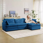 Divano Sezionale a 4 Pezzi Moderno in Velluto a Coste Likepay 112 pollici L con Pouf