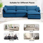 Divano Sezionale a 4 Pezzi Moderno in Velluto a Coste Likepay 112 pollici L con Pouf