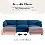 Divano Sezionale a 4 Pezzi Moderno in Velluto a Coste Likepay 112 pollici L con Pouf
