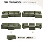 Divano Sezionale a 4 Pezzi Moderno in Velluto a Coste Likepay 112 pollici L con Pouf