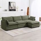 Divano Sezionale a 4 Pezzi Moderno in Velluto a Coste Likepay 112 pollici L con Pouf