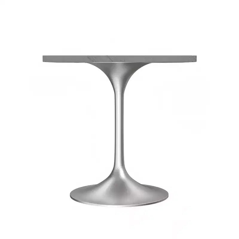 LeisureMod Verve 27 - Tavolo da pranzo quadrato - Piano moderno in resina con base a piedistallo in cromo spazzolato, tavolino d'appoggio per cucina e casa contemporanee