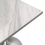 LeisureMod Verve 27 - Tavolo da pranzo quadrato - Piano moderno in resina con base a piedistallo in cromo spazzolato, tavolino d'appoggio per cucina e casa contemporanee