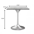 LeisureMod Verve 27 - Tavolo da pranzo quadrato - Piano moderno in resina con base a piedistallo in cromo spazzolato, tavolino d'appoggio per cucina e casa contemporanee