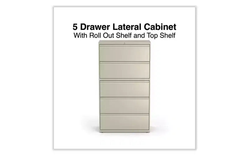 Classificatore laterale Alera, 5 cassetti per documenti formato Legal/Letter/A4/A5, Beige, 36 x 18,63 x 67,63