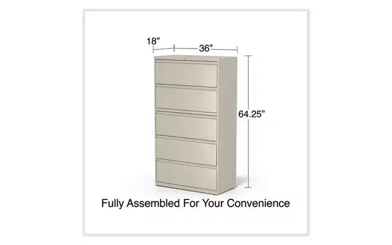Classificatore laterale Alera, 5 cassetti per documenti formato Legal/Letter/A4/A5, Beige, 36 x 18,63 x 67,63