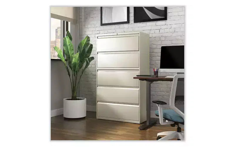 Classificatore laterale Alera, 5 cassetti per documenti formato Legal/Letter/A4/A5, Beige, 36 x 18,63 x 67,63