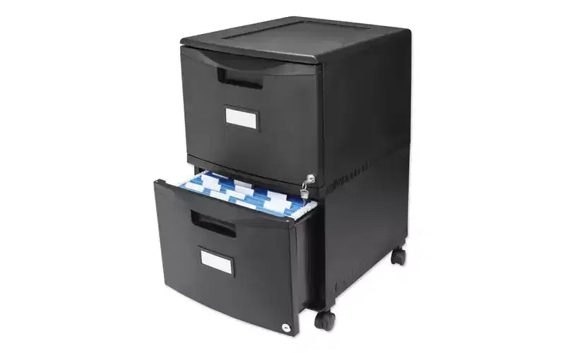 Classificatore mobile a due cassetti Storex, 2 cassetti per documenti formato legale/lettera, nero, 14,75 x 18,25 x 26