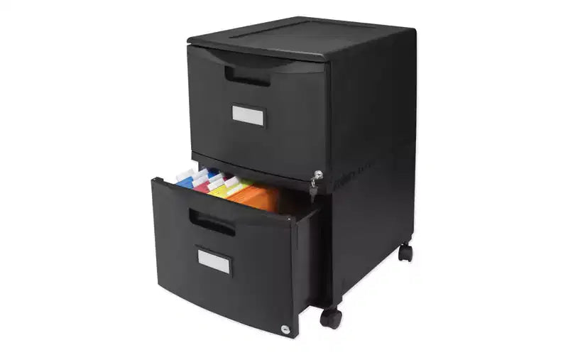 Classificatore mobile a due cassetti Storex, 2 cassetti per documenti formato legale/lettera, nero, 14,75 x 18,25 x 26
