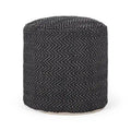 Pouf Cilindrico Zigzag Boho Intrecciato a Mano – Cotone e Imbottitura in Polistirolo, Nessun Montaggio