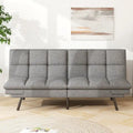 Divano Letto Futon in Memory Foam in Ecopelle, Divano Convertibile con Schienale Diviso Regolabile e Braccioli per Spazi Ridotti, Grigio