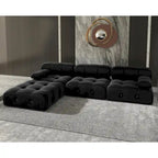 Divano sezionale a L modulare convertibile – Divano minimalista in velluto con chaise longue e pouf
