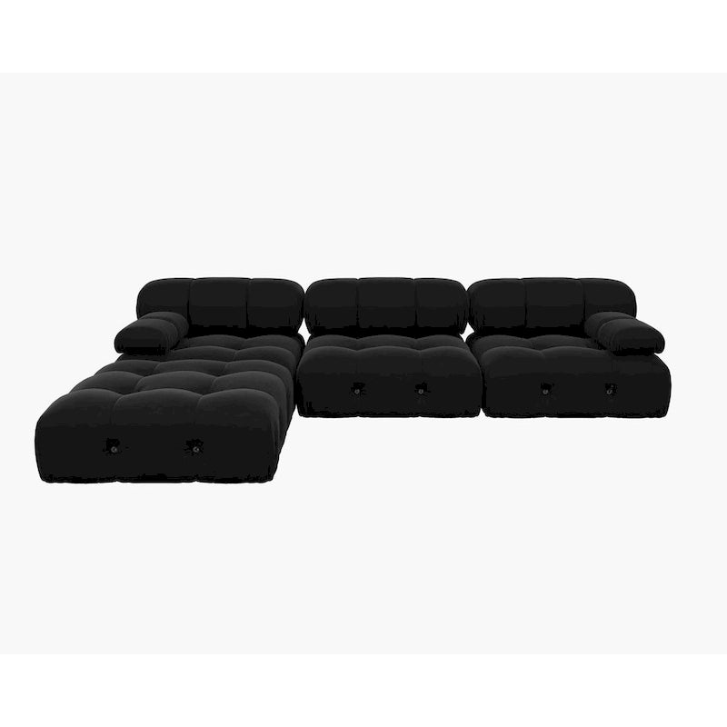 Divano sezionale a L modulare convertibile – Divano minimalista in velluto con chaise longue e pouf