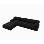 Divano sezionale a L modulare convertibile – Divano minimalista in velluto con chaise longue e pouf