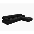 Divano sezionale a L modulare convertibile – Divano minimalista in velluto con chaise longue e pouf