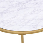 Tavolino da caffè rotondo 36" con ripiano in finto marmo e base verniciata a polvere color oro