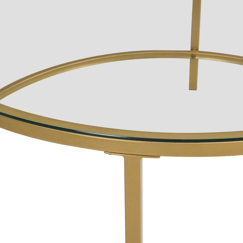 Tavolino da caffè rotondo 36" con ripiano in finto marmo e base verniciata a polvere color oro