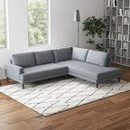 Divano angolare componibile in tessuto Mid-Century Modern con gambe in legno massello