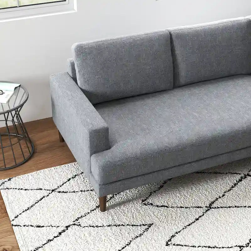 Divano angolare componibile in tessuto Mid-Century Modern con gambe in legno massello