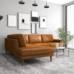 Divano angolare componibile in tessuto Mid-Century Modern con gambe in legno massello