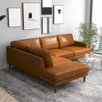 Divano angolare componibile in tessuto Mid-Century Modern con gambe in legno massello