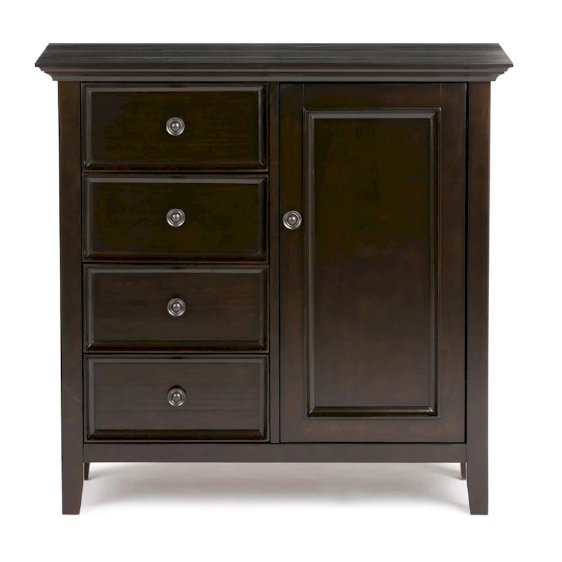 Armadio contenitore medio a 4 cassetti in legno massiccio, larghezza 94 cm, con ripiani regolabili