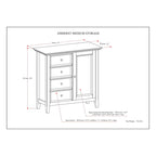 Armadio contenitore medio a 4 cassetti in legno massiccio, larghezza 94 cm, con ripiani regolabili