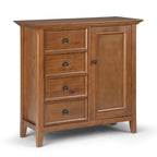 Armadio contenitore medio a 4 cassetti in legno massiccio, larghezza 94 cm, con ripiani regolabili