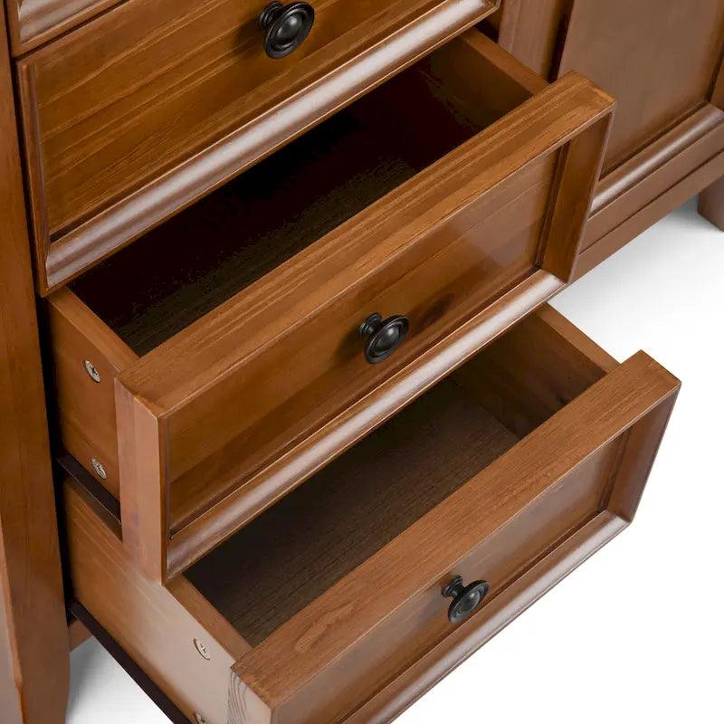 Armadio contenitore medio a 4 cassetti in legno massiccio, larghezza 94 cm, con ripiani regolabili