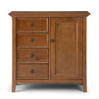 Armadio contenitore medio a 4 cassetti in legno massiccio, larghezza 94 cm, con ripiani regolabili
