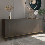Mobile dispensa a 4 ante con venatura del legno e gambe in metallo dorato, 81.5"L