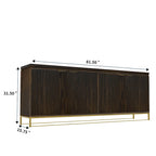 Mobile dispensa a 4 ante con venatura del legno e gambe in metallo dorato, 81.5"L