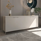 Mobile dispensa a 4 ante con venatura del legno e gambe in metallo dorato, 81.5"L