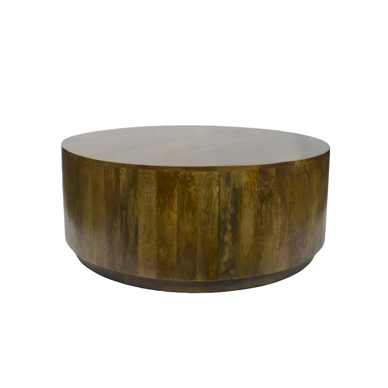 Tavolino da caffè rotondo 42" in legno massello di mango | Finitura rustica naturale
