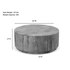Tavolino da caffè rotondo 42" in legno massello di mango | Finitura rustica naturale