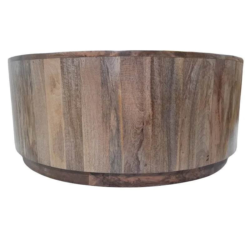Tavolino da caffè rotondo 42" in legno massello di mango | Finitura rustica naturale
