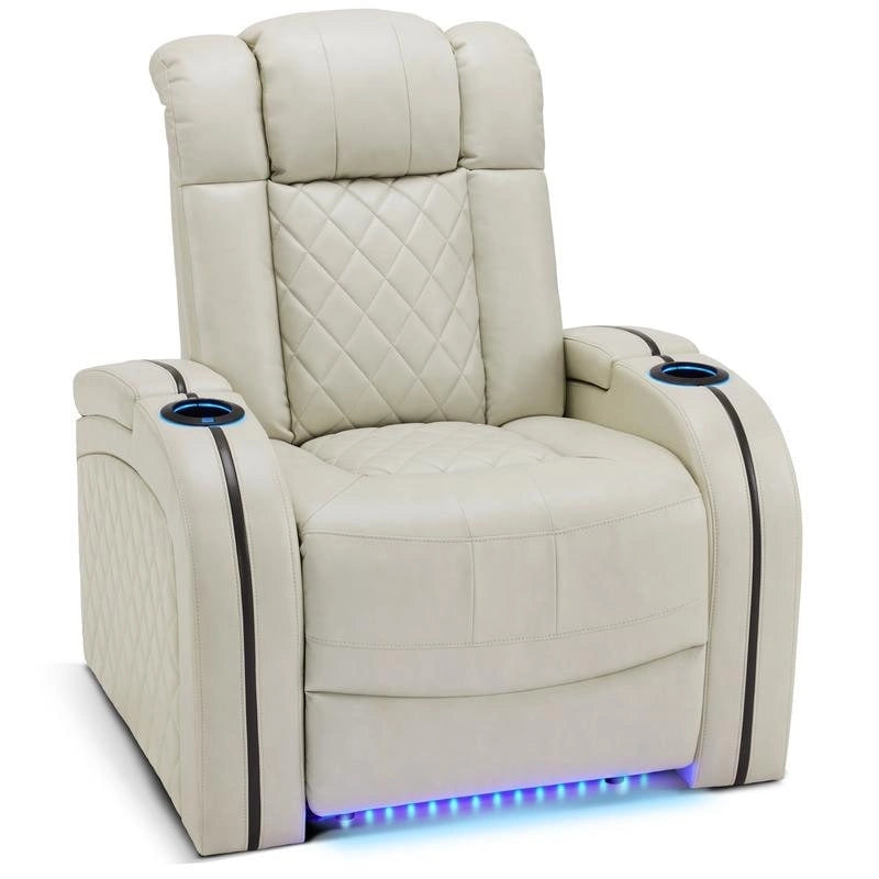 Poltrona reclinabile elettrica con poggiatesta regolabile, doppio motore, illuminazione LED e porta USB