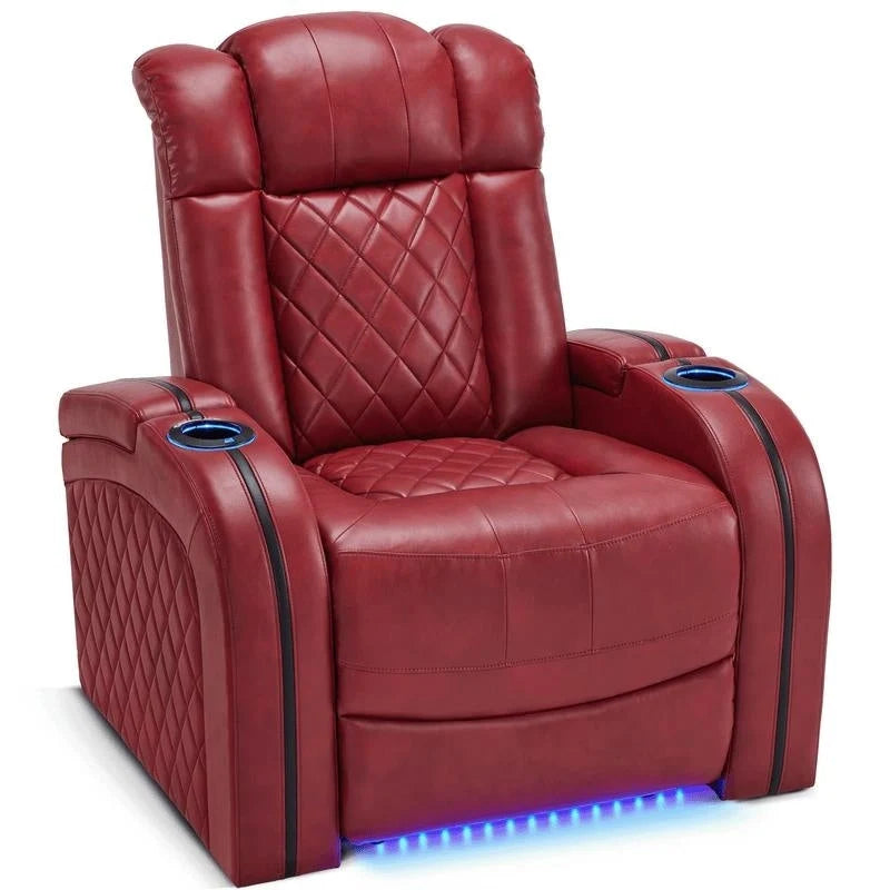 Poltrona reclinabile elettrica con poggiatesta regolabile, doppio motore, illuminazione LED e porta USB
