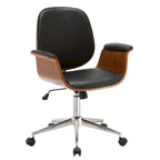 Sedia da ufficio in similpelle stile Mid-Century Modern con altezza regolabile e rotelle