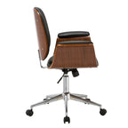 Sedia da ufficio in similpelle stile Mid-Century Modern con altezza regolabile e rotelle